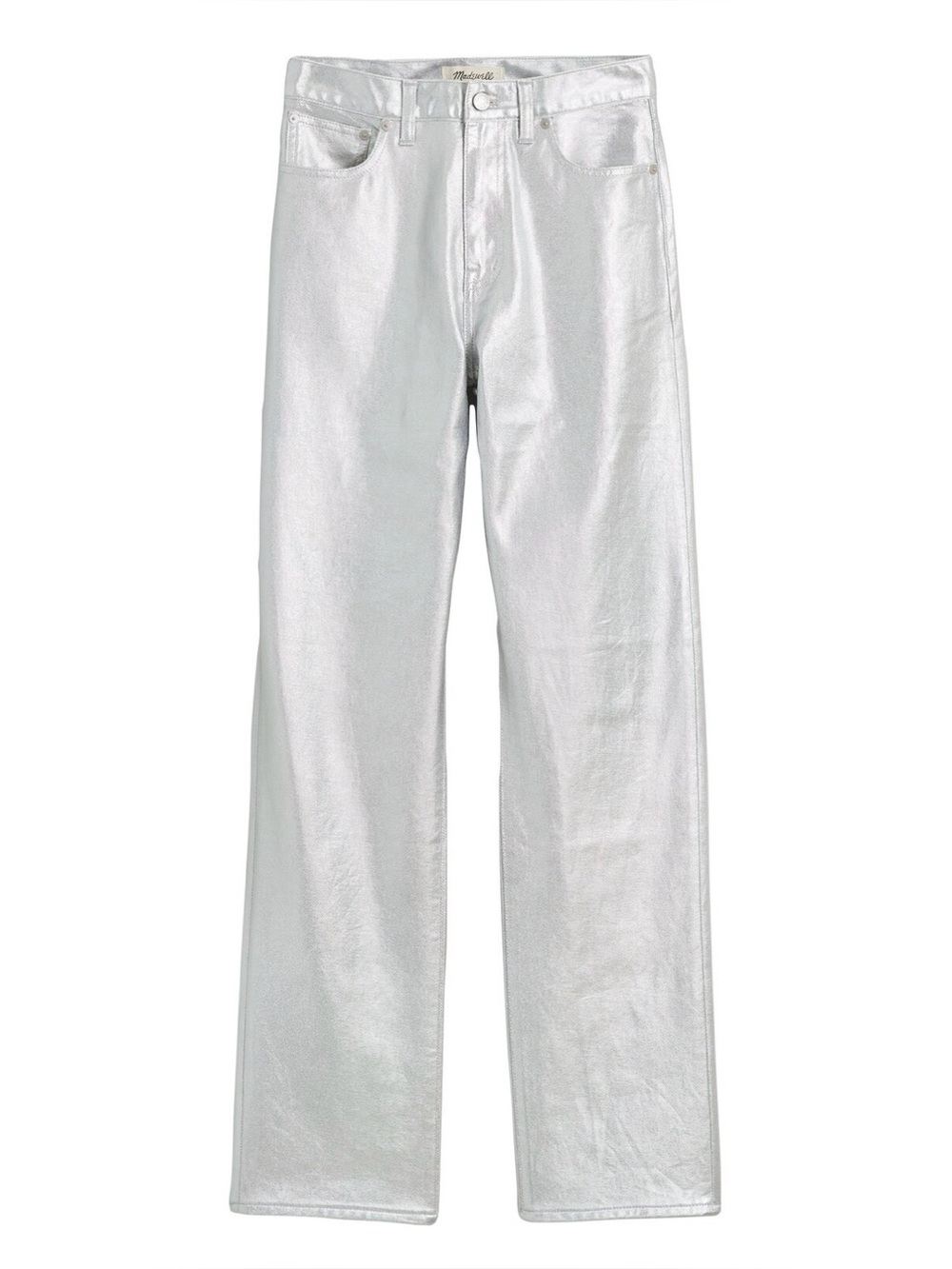Madewell The ’90s Straight Jean in Silver Foil Metallic No-Stretch